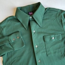 Vintage 70's Joel California Forest Green Long Sleeve Button Shirt Men's Medium