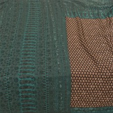 Sanskriti Vintage Black Sarees Moss Crepe Printed Floral Sari 5Yd Craft Fabric