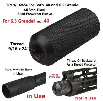 Steel Muzzle Brake Tube – .578-28 TPI Thread For .45 Caliber, Black Anodized Finish