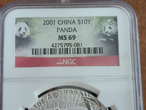 2001 CHINA Silver Panda MS69 rare NGC double panda slabed picture only 1 on Ebay - Picture 8 of 19