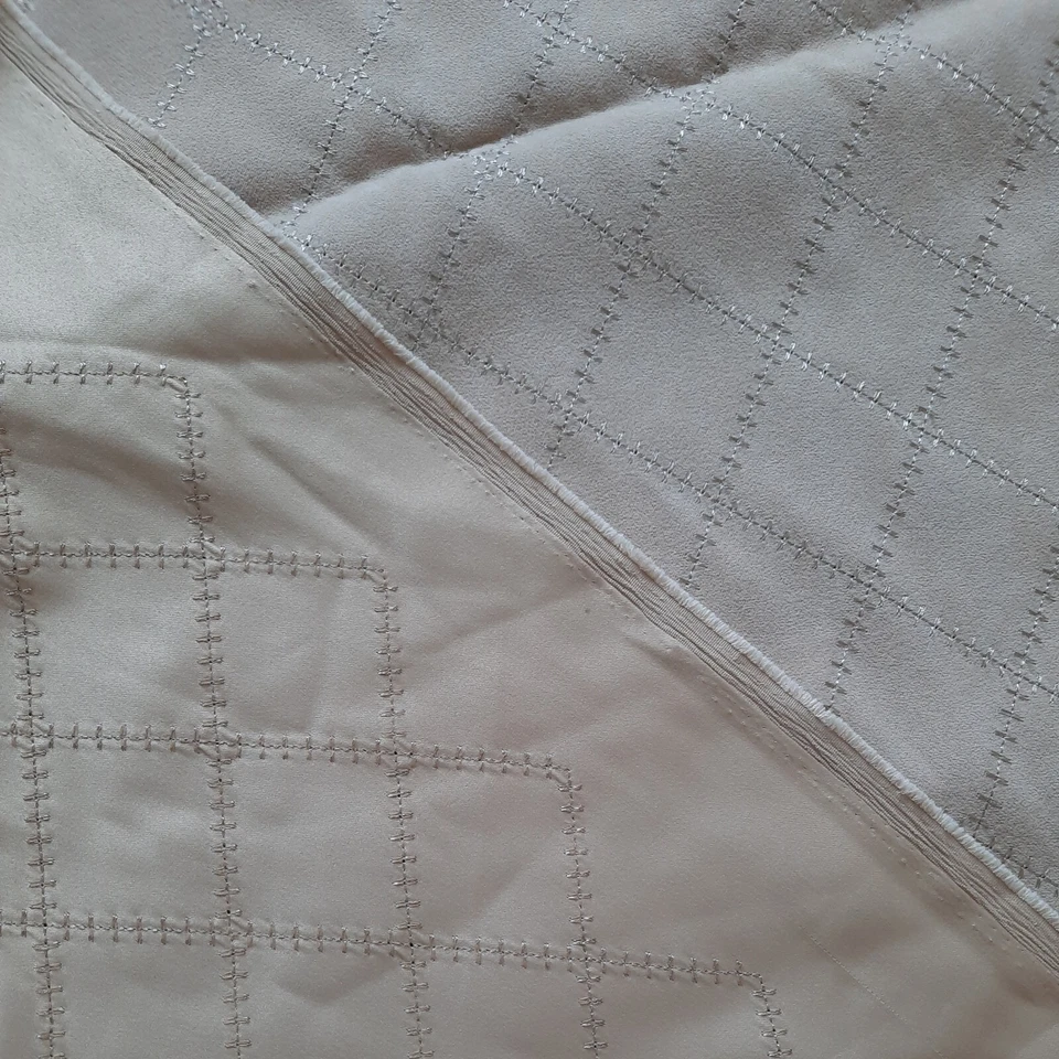 1+ Yards VTG Sueded / Shiny Fabric 58" X 56" Extra Wide Beige Tan Patchwork - Image 2 of 4