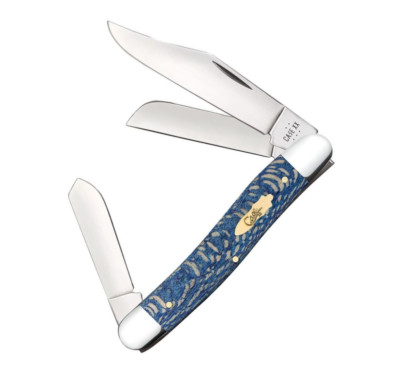 Case XX Stockman Pocket Knife Stainless Steel Blades Blue Sycamore Wood Handle