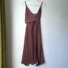 Urban Outfitters Kelly Brown White Polka Dot Surplice Midi Slip Dress S. Brown s