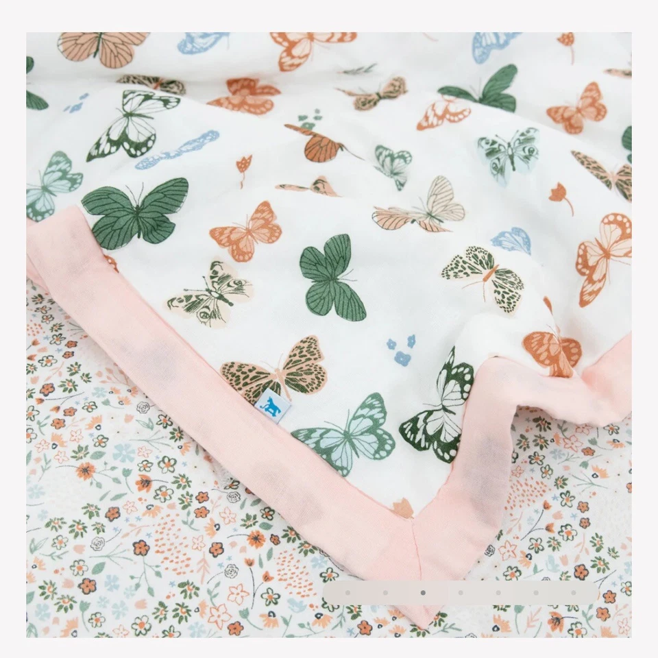 NUEVO Juego de 3 piezas de edredón de muselina para niños pequeños Little Unicorn mariposas Foto 3 de 4