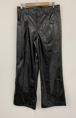 Free People Star Crossed Lovers Kunstleder Straight Hose Schwarz UK 14 NEU