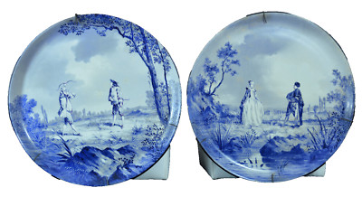 Spectacular Antique Circular Plate With Arches Creil Montereau 19th 50 Cm X 2