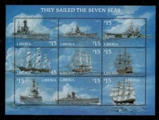 Liberia 2003 - They Sailed The Seven Seas - Ships Sheet of 9 Stamps MNH