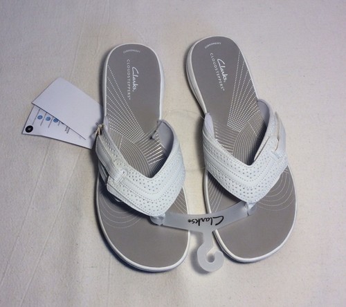 Women's White CLARKS CLOUDSTEPPERS Size 11 BrinkleyKeelyH Thong Sandals ~ NEW - Picture 6 of 8