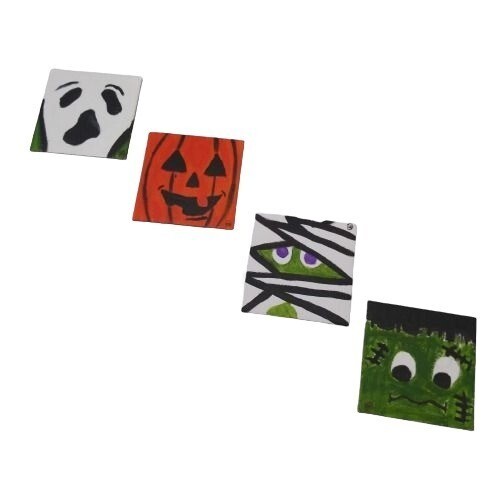 Handmade Terrifying Halloween 4-Pack Acrylic Painting Little Canvas 3"x3" each - Picture 9 of 10