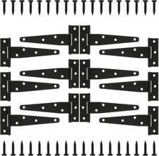 12 PCS 6 Inch T Strap Hinges Heavy Duty, Shed Door Gate Hinges, Heavy Duty Black