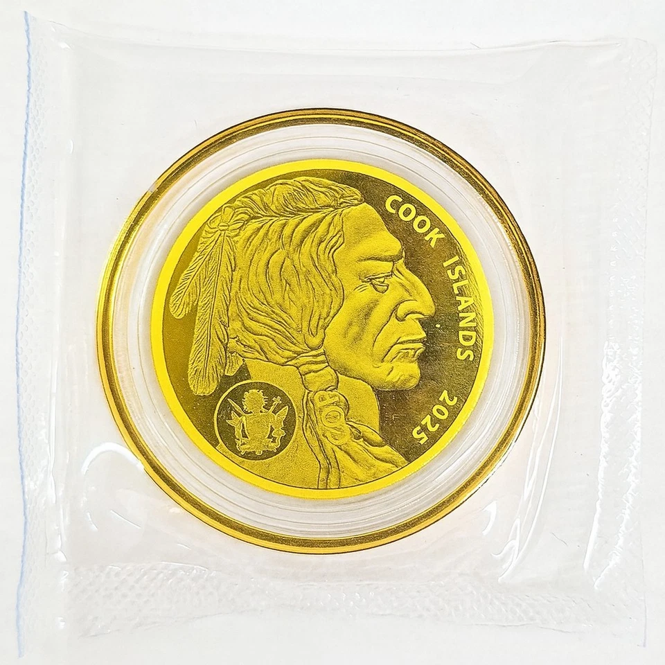 Moneda de oro fino de $5,9999 de las Islas Cook 2025 de oro puro de 24 k Foto 2 de 3