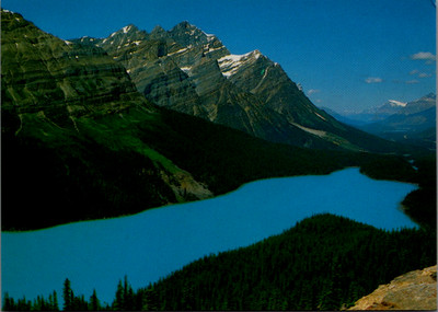 Banff National Park Peyto Lake  Aerial View Mountain Alberta Canada c1980 RPPC