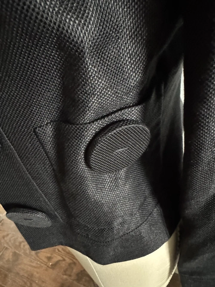 ETCETERA 夹克黑色 8 码亚麻混纺 8 大号装饰纽扣口袋 — 第 2/4 张图片