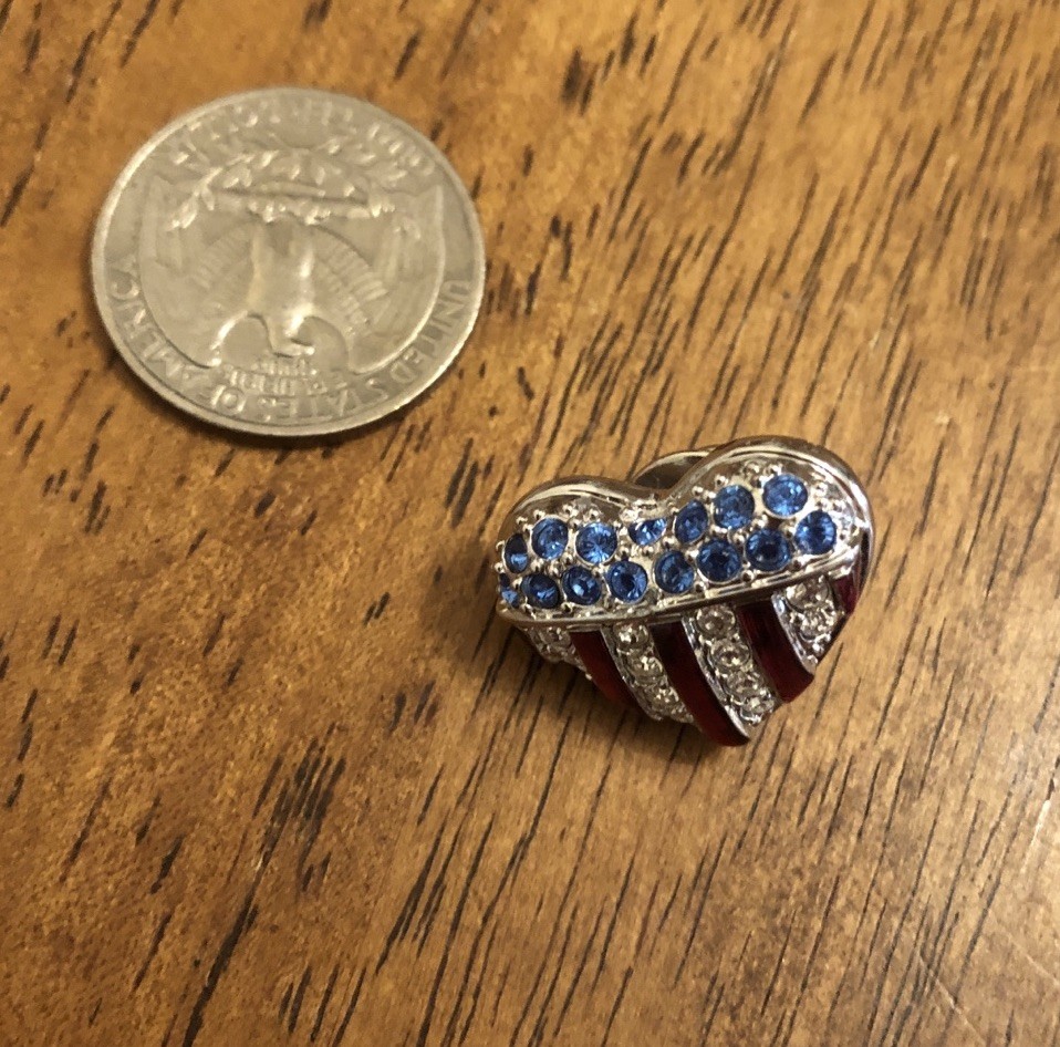 Swarovski Crystal 9/11 Brave Heart Red WHITE AND BLUE AMERICAN