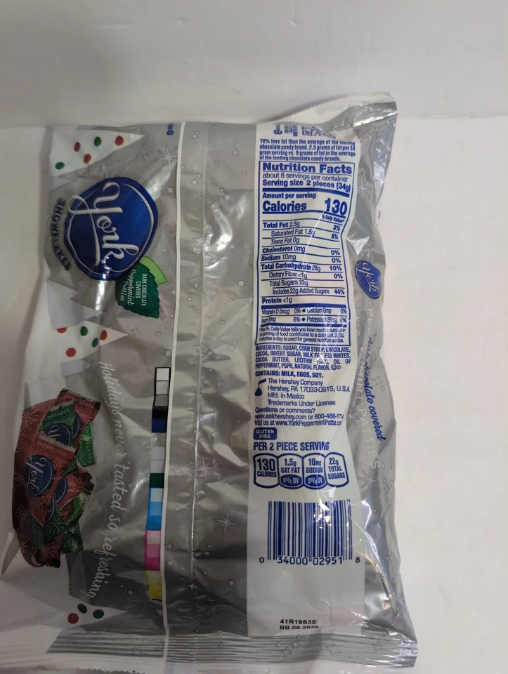 York Dark Chocolate Peppermint Patties Snowflakes Christmas Candy Bag 9.6 oz - Image 3 of 4