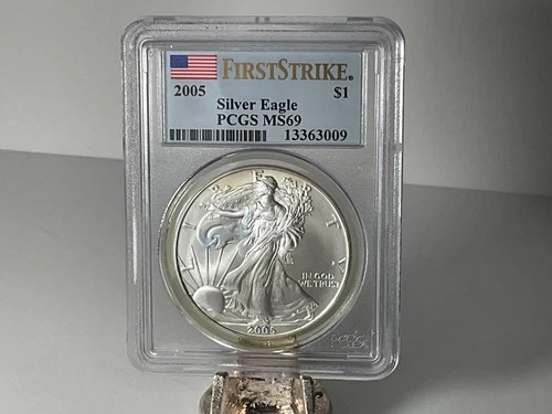 2005 American Silver Eagle 1 Ounce Oz .999 Fine Silver  PCGS MS69 First Strike