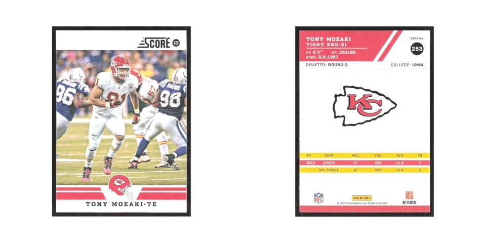 2012 Score Tony Moeaki Chiefs #253 - Image 3 of 3