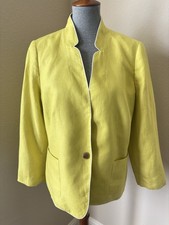Talbots Women's Size 16 Petite Yellow Aberdeen Linen Blazer