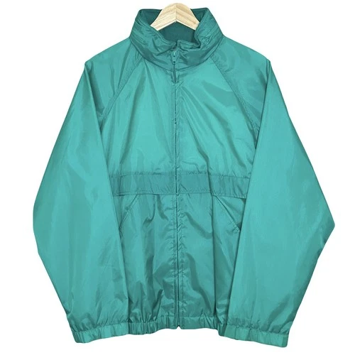 Vintage 90s Current Seen Teal Windbreaker Jacket Mens Medium Nylon Hood - product listing photo