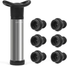 Wine Saver Pump with 6 Vacuum Stoppers, Bottle Preserver Silver