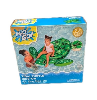 H2OGO Bestway Tidal Turtle Ride-On Pool Float 59in X 57in