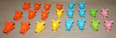 Vintage Lot of 5 Diener Wolf Finger Puppets/Erasers (1  1/8'' x 1  1/8'') new
