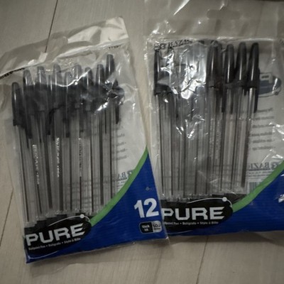 Bazic Pure Ballpoint Pens Black Ink 12 Pack Ball Point Pens/ Biros MPN 71529