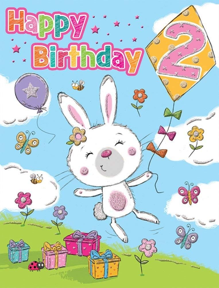 Age 2 Birthday Card. Rabbit Design. 19x13cm