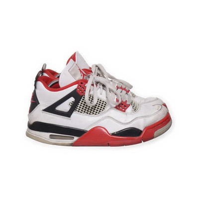 Nike Air Jordan, Sneaker, Größe: 41, 4 Retro, Leder, Weiß/Rot/Schwarz #RCc