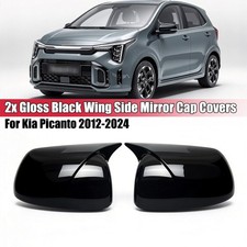 For Kia Picanto 2012-2024 Gloss Black Horn Style Tape Wing Mirror Cover Overlays For Kia Picanto 2012-2024 Gloss Black Horn Style Tape Wing Mirror Cover Overlays