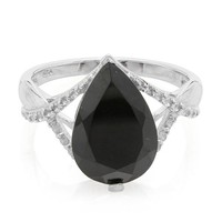 Cavill Ring 4,06Ct Schwarzer Spinell Tropfen 925 Silber Damen Schmuck