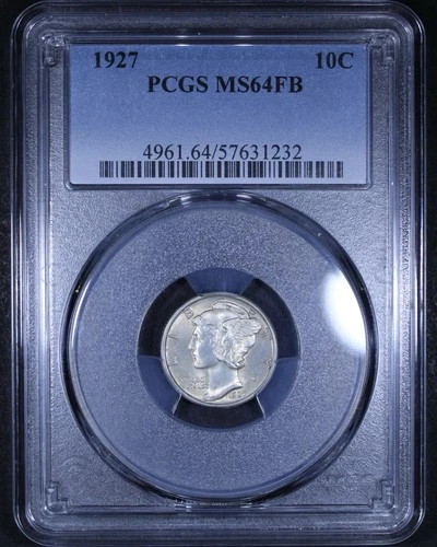 1927 Mercury Dime - 10c PCGS MS64 FB - Full Bands - Tough Coin!
