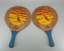 Vintage Sportcraft Rallyball Wooden Paddle Set Pair Made in Taiwan Beach Game