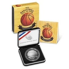 2020-P $1 Proof Basketball Hall of Fame Silver Dollar w/ Box, OGP &COA