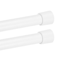 2Pcs White Tension Curtain Rod 24 to 43'', 0.6'' Dia Adjustable Spring Rod
