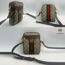 GUCCI Ophidia GG Supreme Crossbody Shoulder Bag PVC Brown With Web Stripe