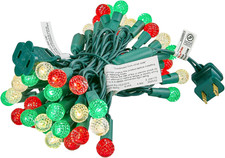 Christmas Lights 17FT 50 LED Faceted G15 Red White and Green String Lights Outdo