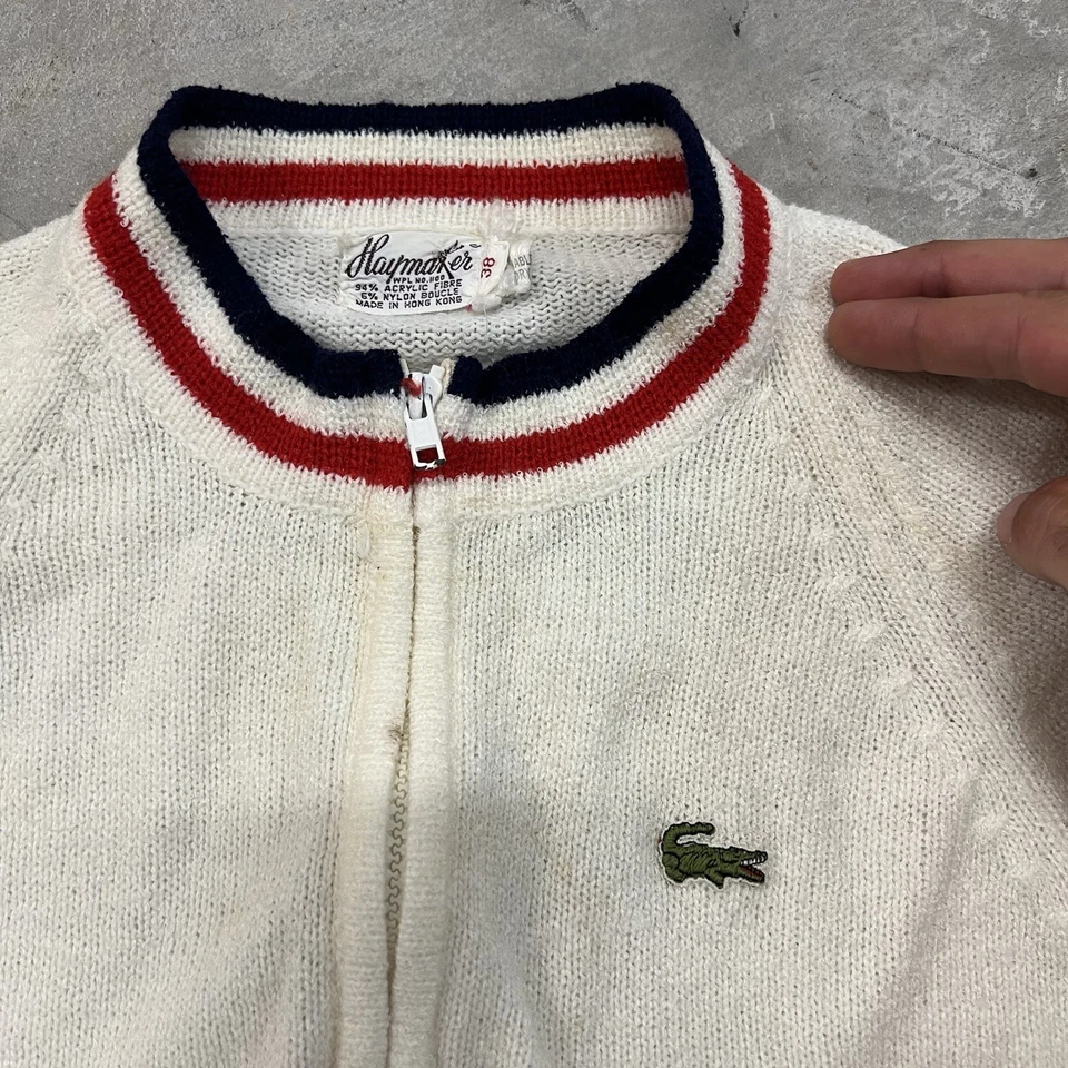 Mujer’s Vintage 60’s-70’s Haymaker Lacoste Cremallera Chaqueta Tenis Preppy Rayas 38 Foto 4 de 4