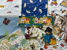 Vintage Children’s Fabric Scrap Pack Paddington, Noddy, Cowboys, Cars, Noddy X10