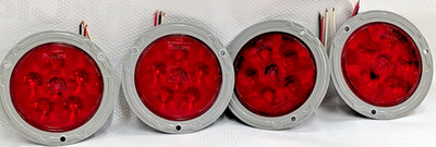 4 PACK 44362R Truck-Lite Super 44 LED 6 Diode Stop Turn Tail Light Flange Mount