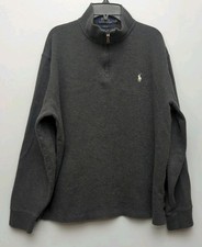A5 Polo Ralph Lauren Estate Rib Quarter Zip Pullover Sweater Men L Gray