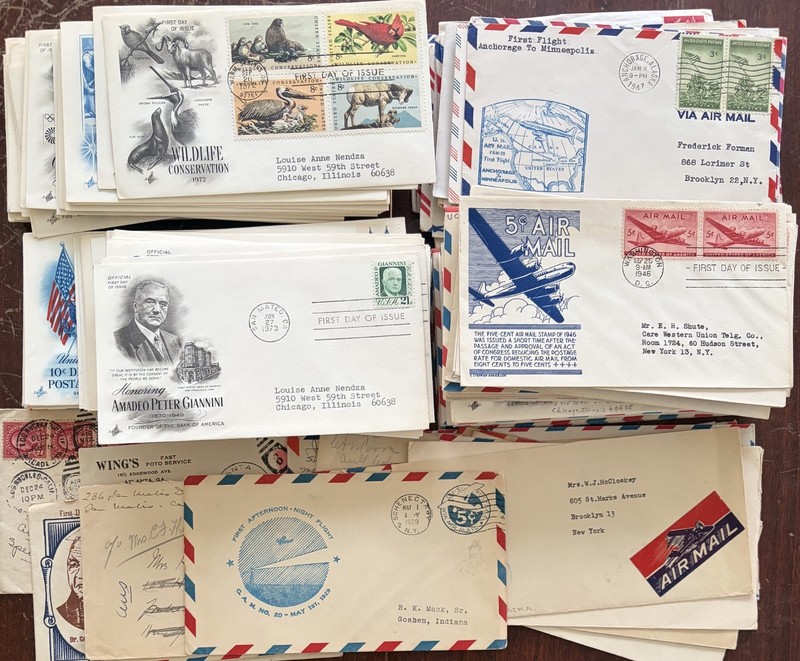 225+ postal covers cachets 1930's - 1970's air mail first flights FDC Art Craft