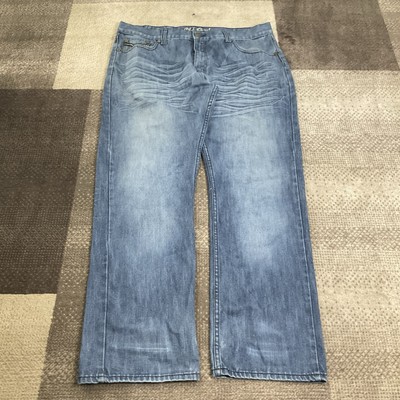 Vintage Old Skool Baggy Jeans Men s 40 Light Wash Blue Denim Whiskered