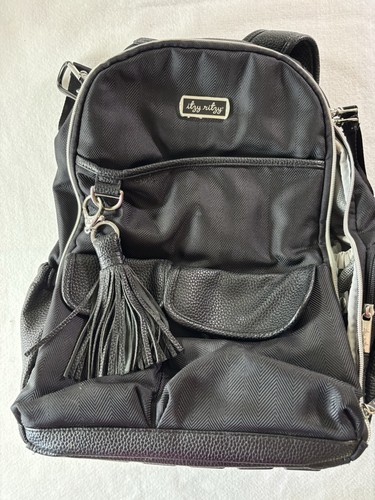 Itzy Ritzy Boss Backpack Diaper Bag Jetsetter Black Vegan Leather Dust Bag