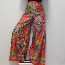 Vintage 70s Ultra Wide Leg Bell Bottom Palazzo Pants Groovy Hippie High Waisted