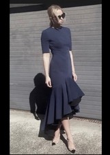 SALE!!  ELLERY  RUFFLE HIGH LOW HEM BLACK MIDI DRESS. US SIZE 4