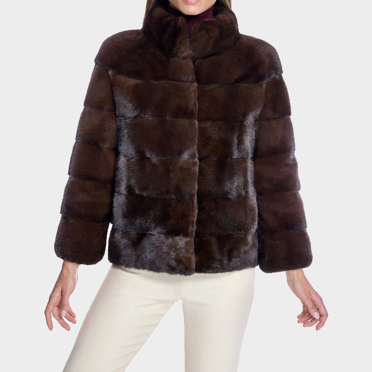 Women's Brown Mink Fur Jacket - Real Mink Fur - Luxury Winter Brown Coat New image 2