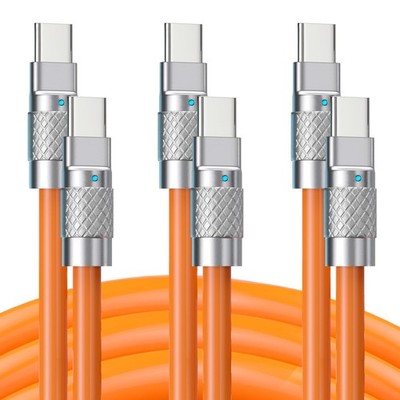 3 Pack TsumoCharge Fast Charging Cable 100W Heavy Duty Silicone 6FT Orange