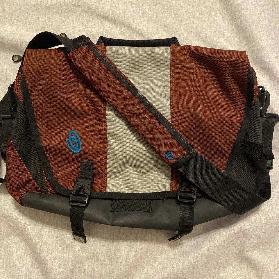 Timbuk2 Bolso Mensajero Gris Marrón Bicicleta Impresión Laptop Bloque de Color Bandolera Med Foto 3 de 4