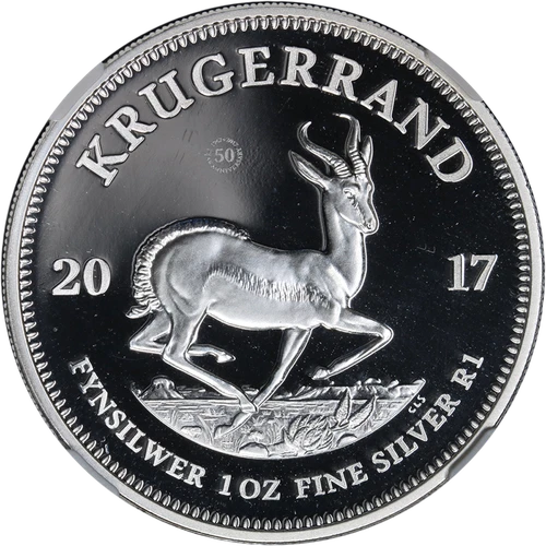2017 South Africa 1 Ounce Silver Proof Krugerrand 50th Anniversary NGC PF69 U...